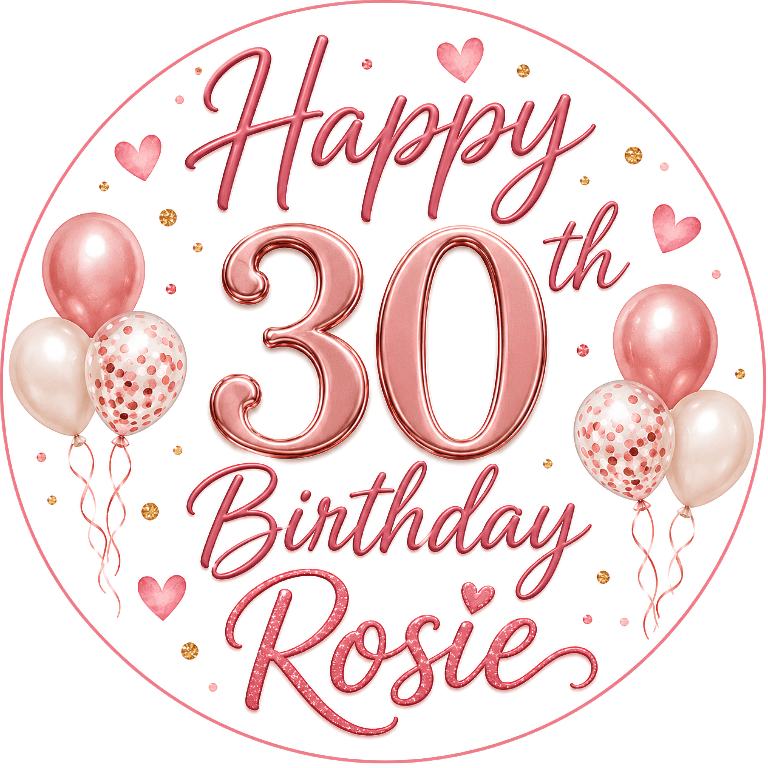 30th Birthday Cake Topper – Edible Cake Topper - The Cake Print Studio