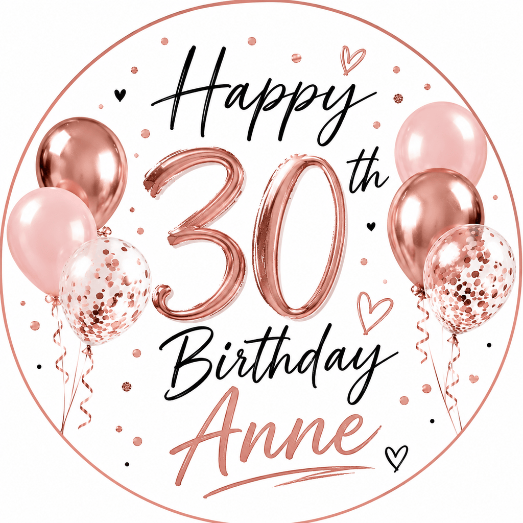 30th Birthday Personalised Cake Topper – Edible Cake Topper - The Cake Print Studio