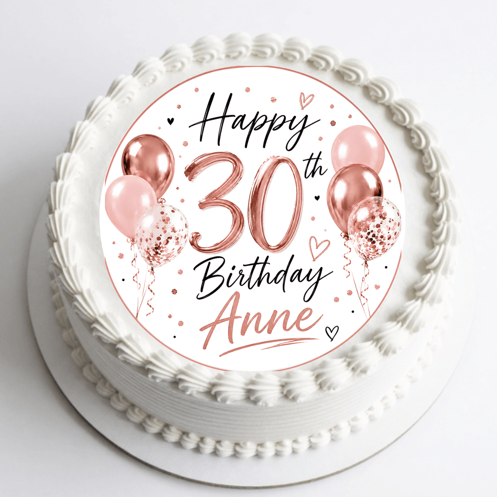 30th Birthday Personalised Cake Topper – Edible Cake Topper - The Cake Print Studio
