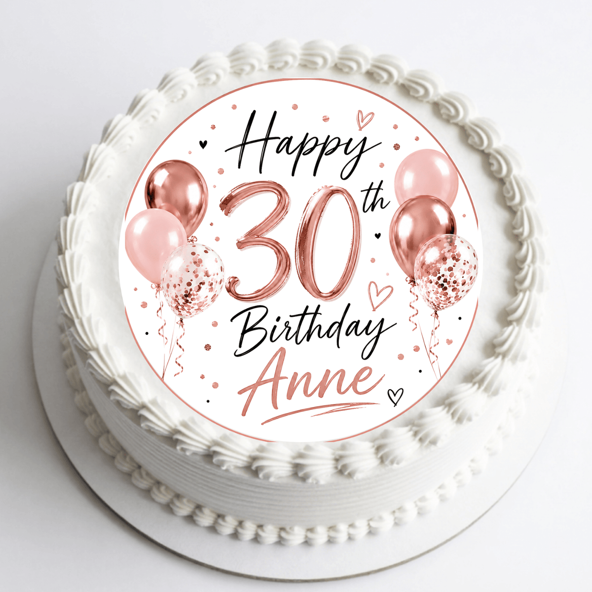 30th Birthday Personalised Cake Topper – Edible Cake Topper - The Cake Print Studio