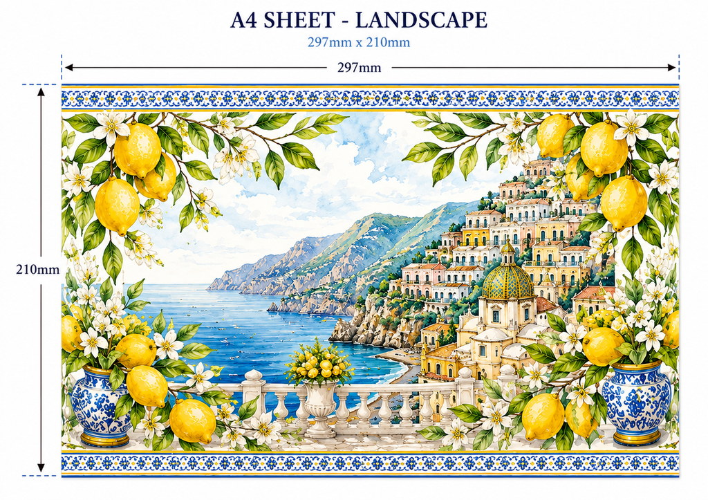 Amalfi Coast Lemon Edible Cake Wrap - The Cake Print Studio