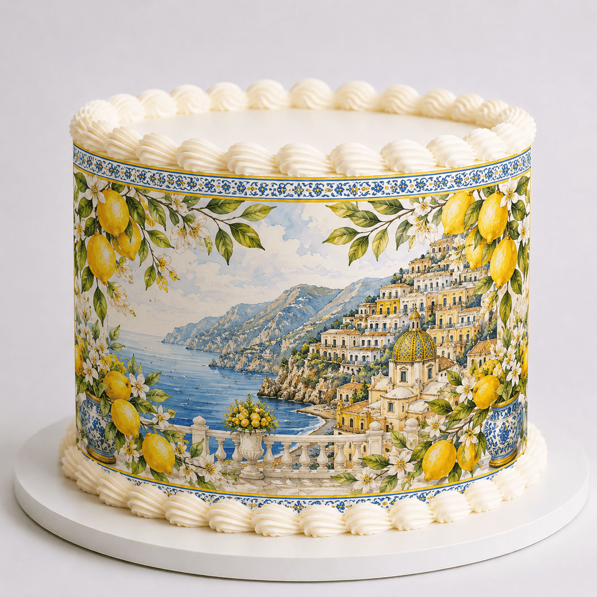 Amalfi Coast Lemon Edible Cake Wrap - The Cake Print Studio