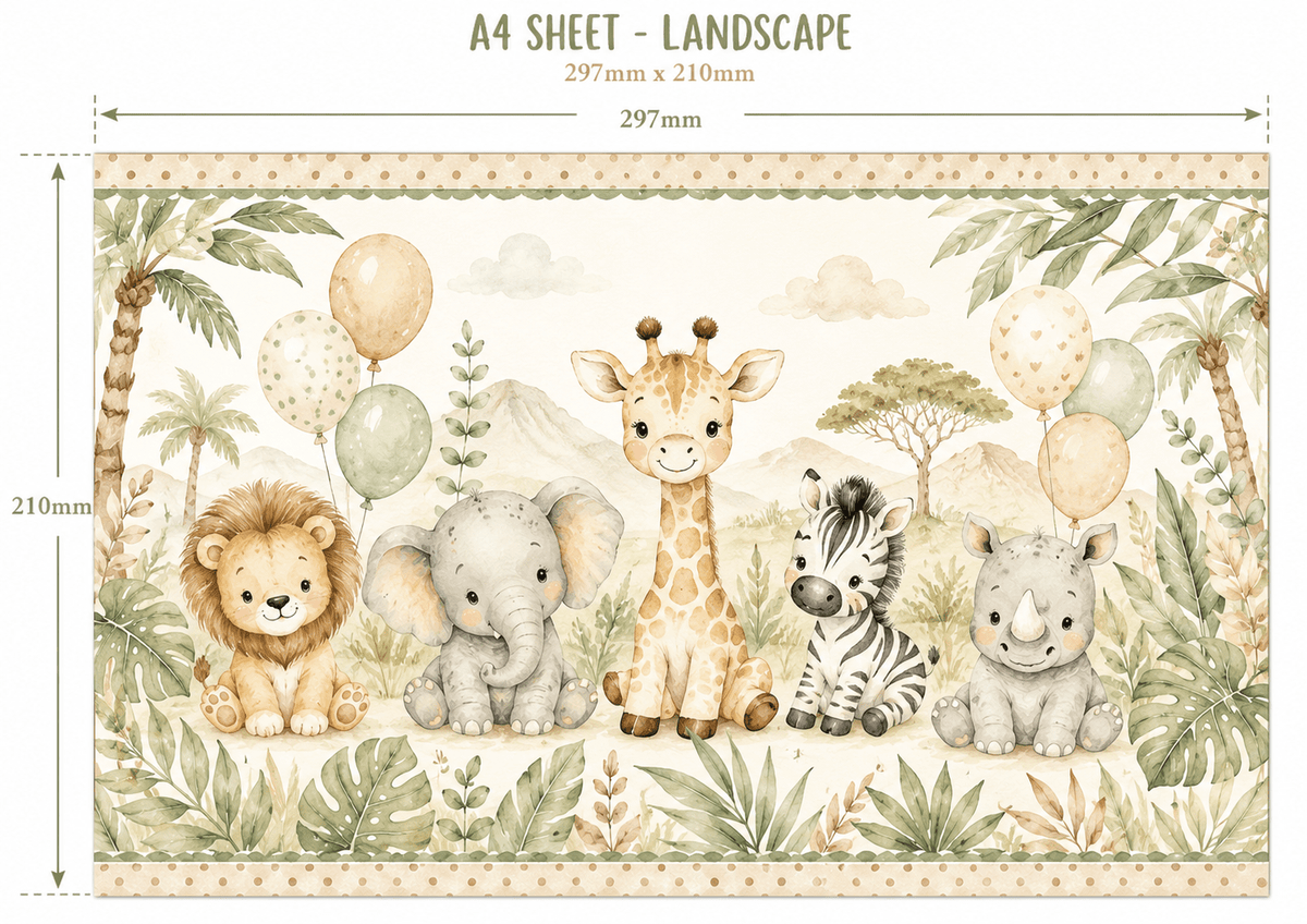 Baby Safari Edible Cake Wrap - The Cake Print Studio
