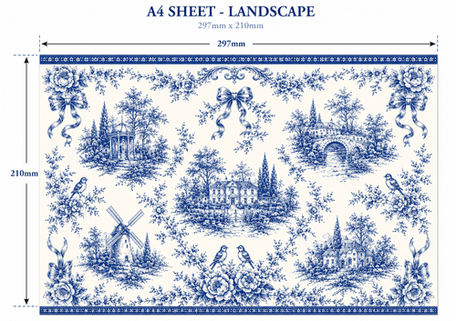 Blue Toile de Jouy Edible Cake Wrap - The Cake Print Studio
