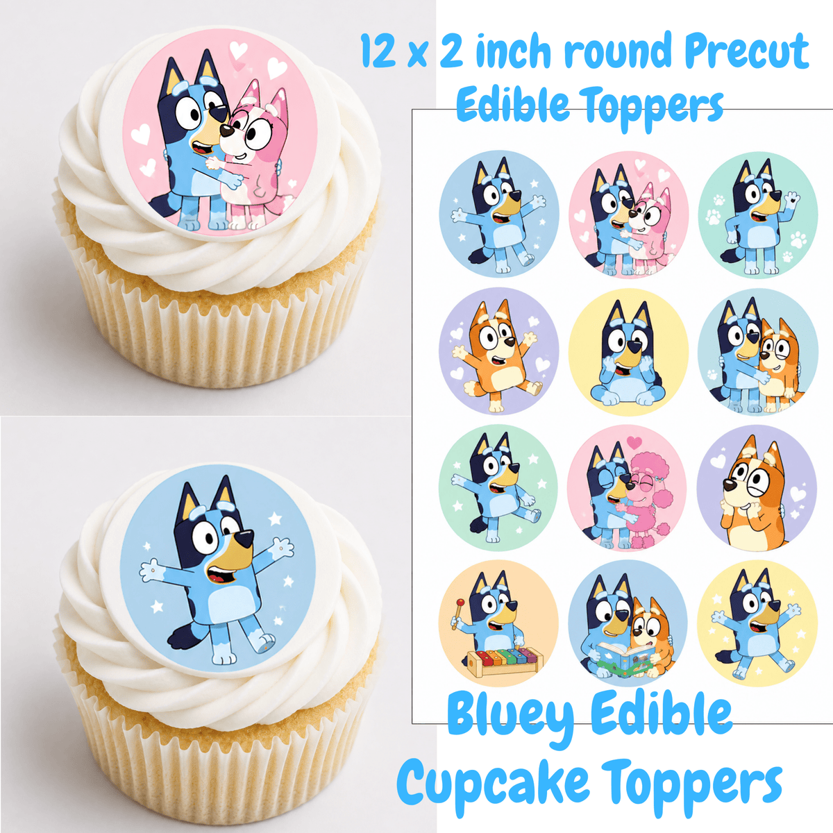 Bluey Cupcake Toppers - Edible Cupcake Toppers - The Cake Print Studio