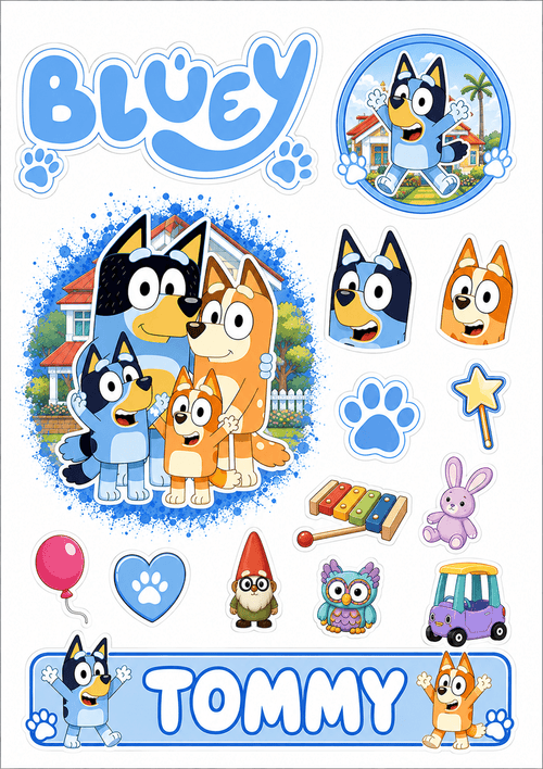 Bluey Edible Cut-Out Toppers - The Cake Print Studio