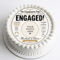 Engagement Newspaper Cake Topper – Edible Cake Topper - The Cake Print Studio