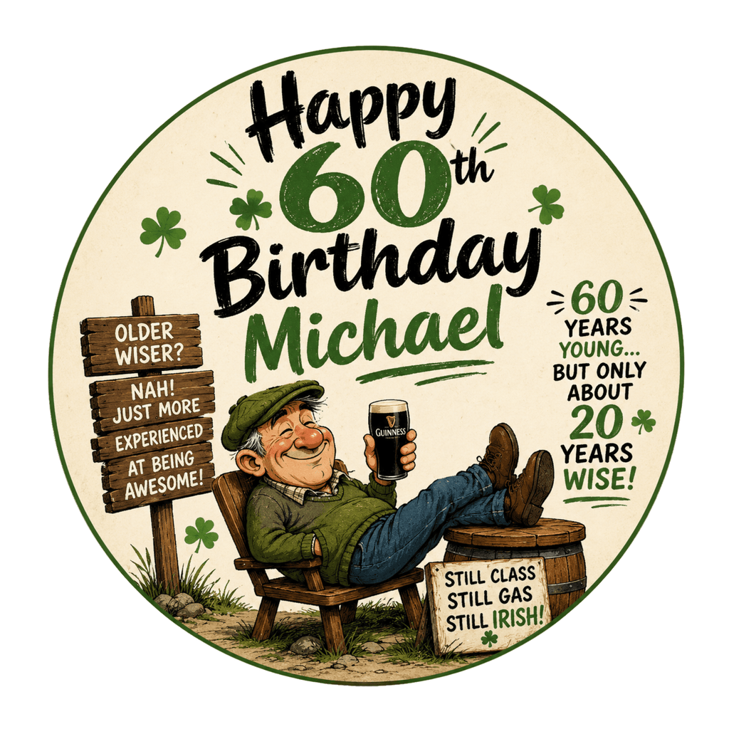 Funny Irish Birthday Cake Topper – Edible Cake Topper - The Cake Print Studio