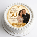 Golden Wedding Anniversary Cake Topper with Photo - 50th Wedding Anniversary - The Cake Print Studio