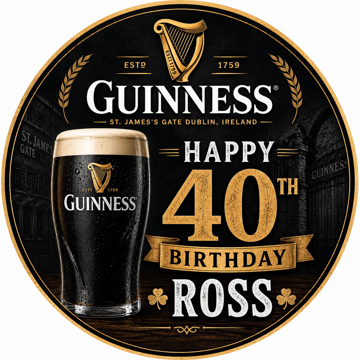 Guinness Cake Topper – Edible Cake Topper - The Cake Print Studio