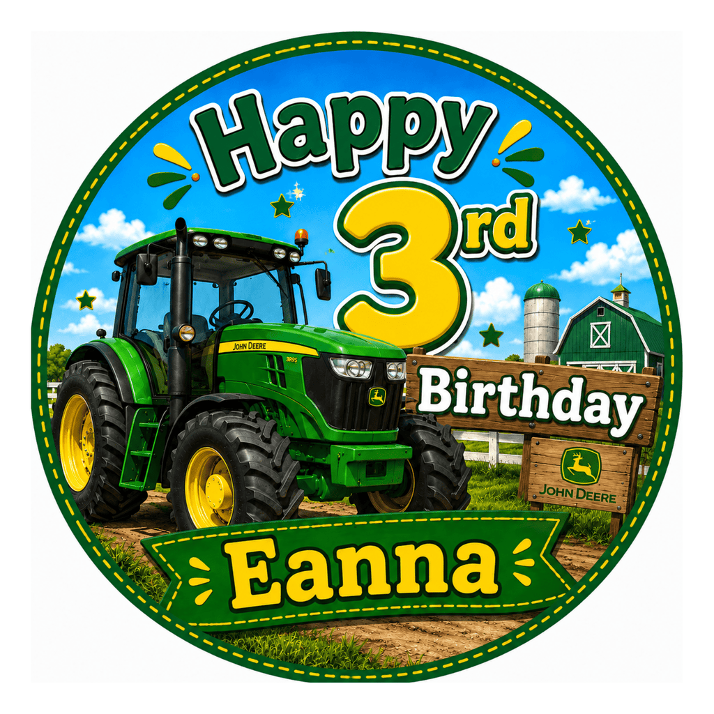 John Deere Tractor Cake Topper – Edible Cake Topper - The Cake Print Studio
