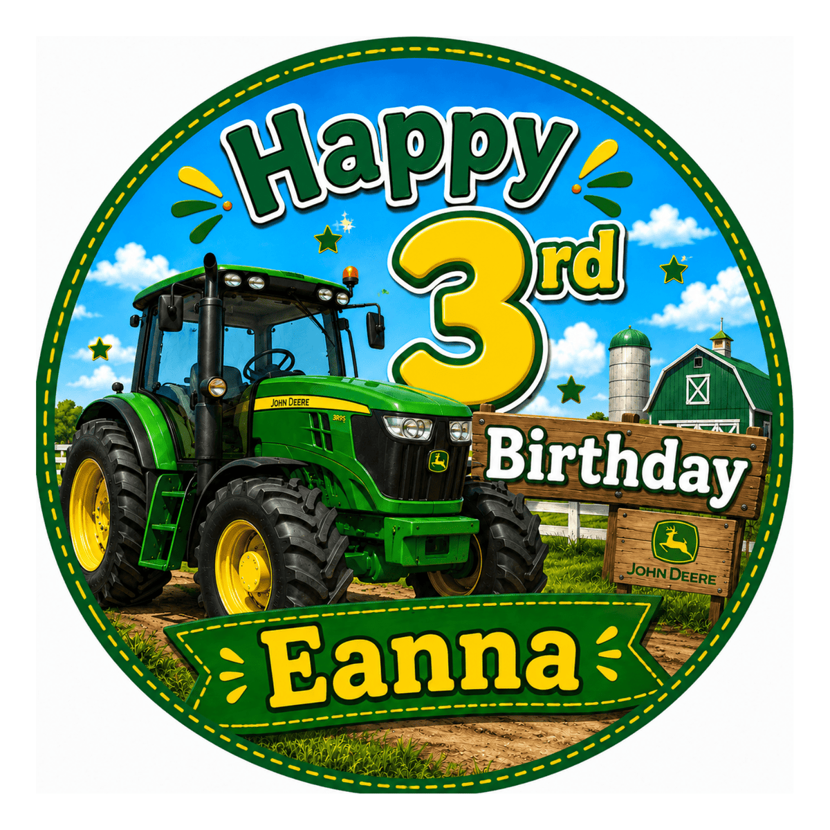 John Deere Tractor Cake Topper – Edible Cake Topper - The Cake Print Studio