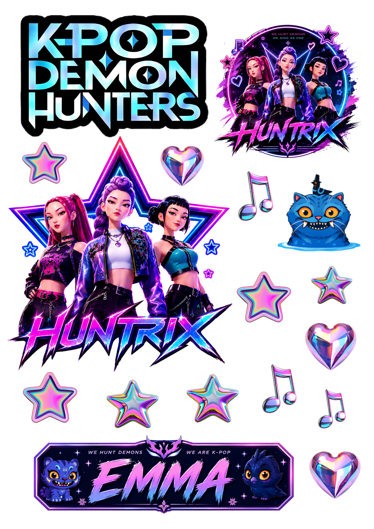 KPOP Demon Hunters Edible Cut-Out Icing Sheet - The Cake Print Studio
