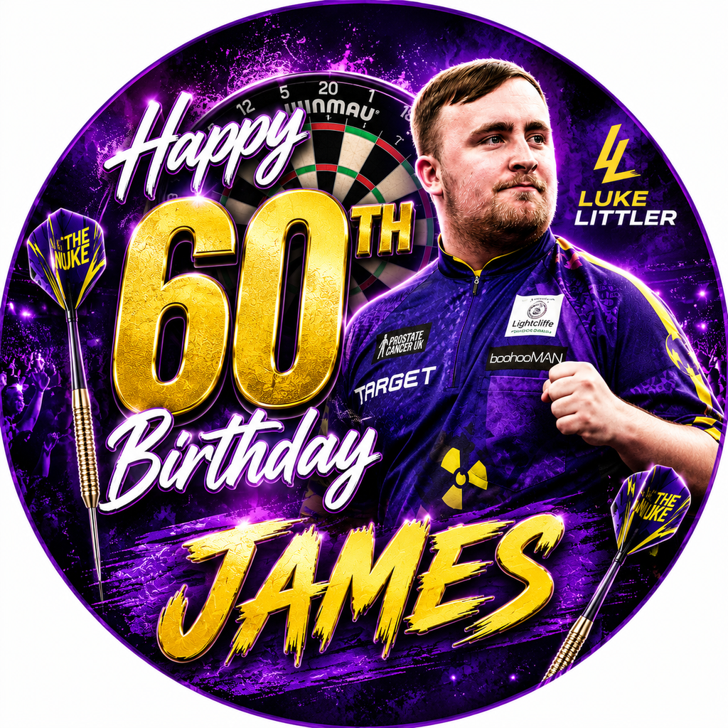 Luke Littler Darts Birthday Cake Topper – Edible Cake Topper - The Cake Print Studio
