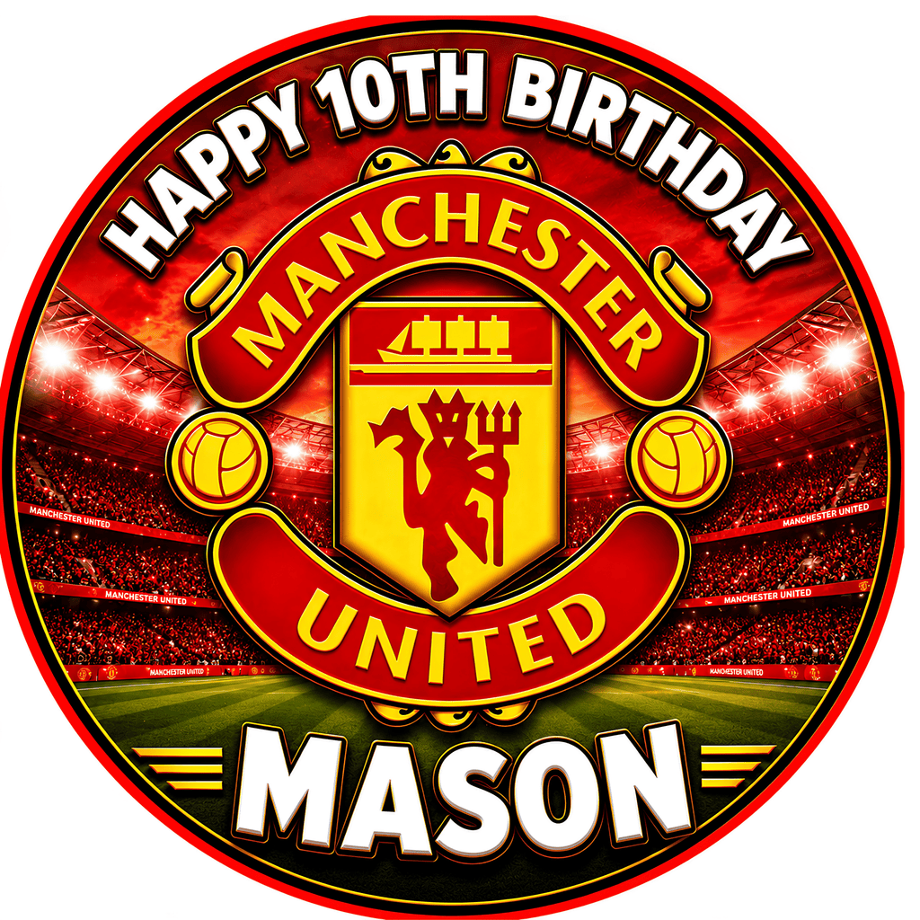 Manchester United Cake Topper – Edible Cake Topper - The Cake Print Studio