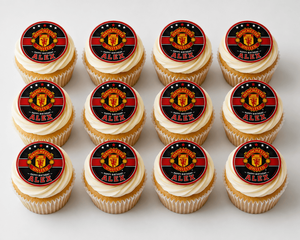 Manchester United Cupcake Toppers – Edible Cupcake Toppers - The Cake Print Studio