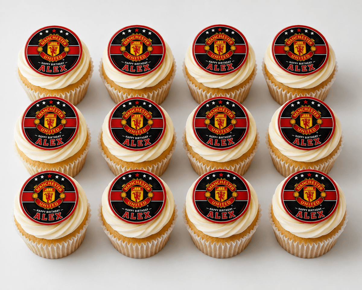 Manchester United Cupcake Toppers – Edible Cupcake Toppers - The Cake Print Studio