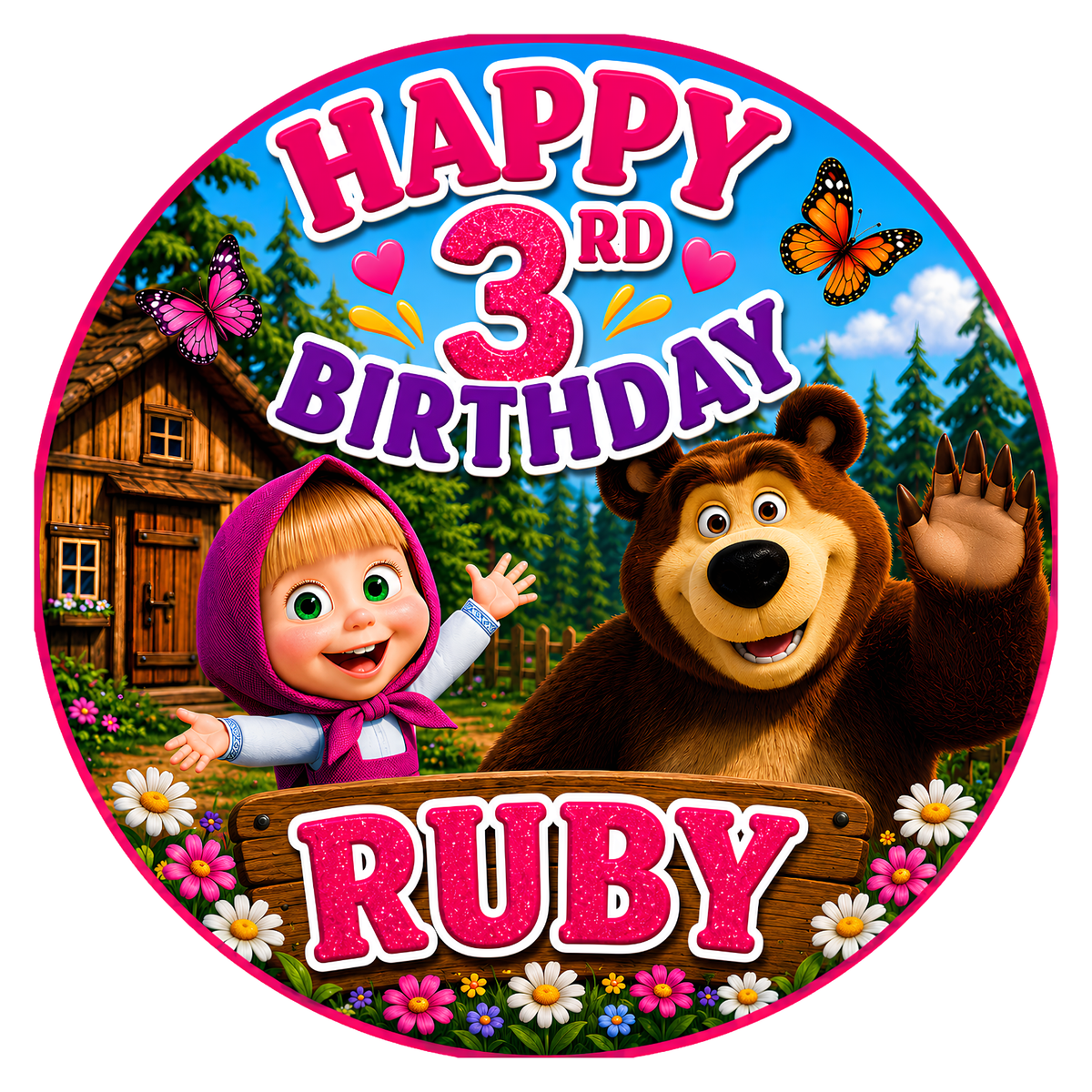 Masha and The Bear Cake Topper – Edible Cake Topper - The Cake Print Studio