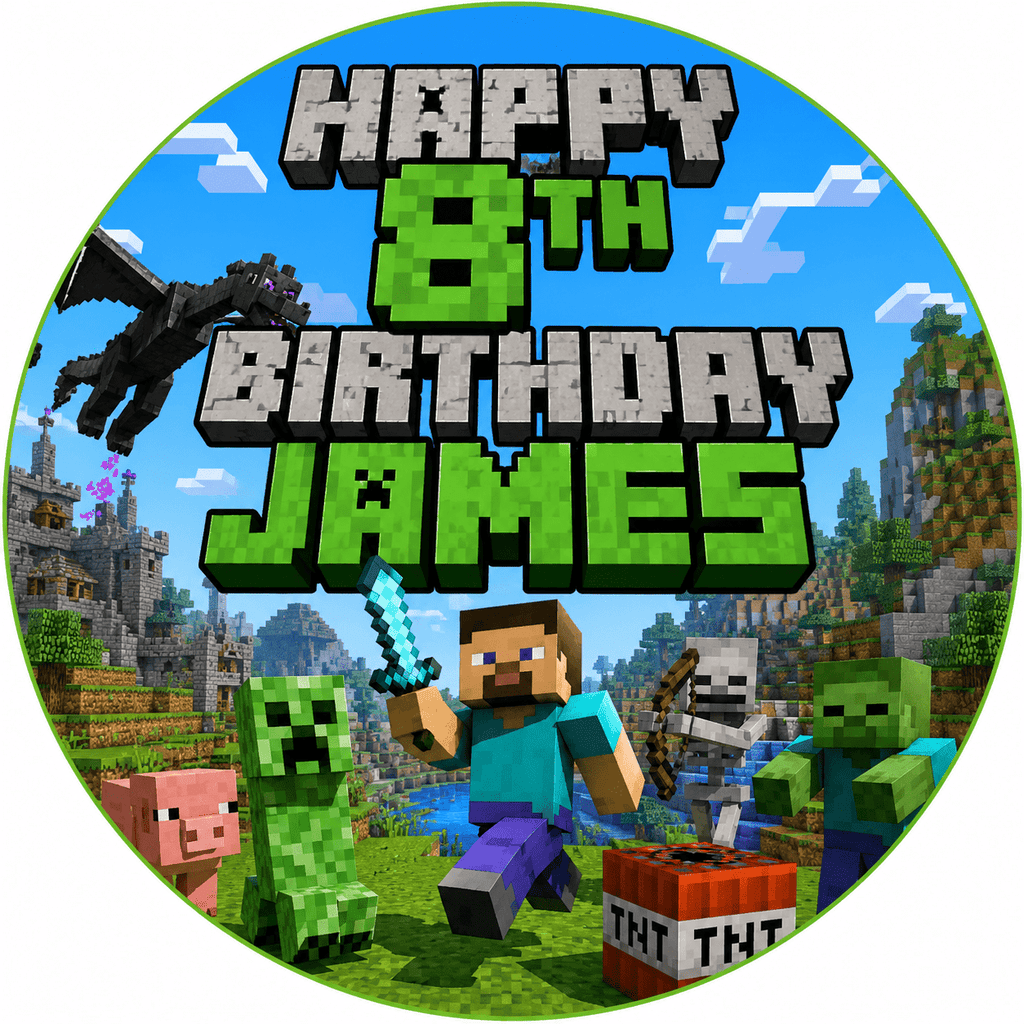 Minecraft Cake Topper – Edible Cake Topper - The Cake Print Studio