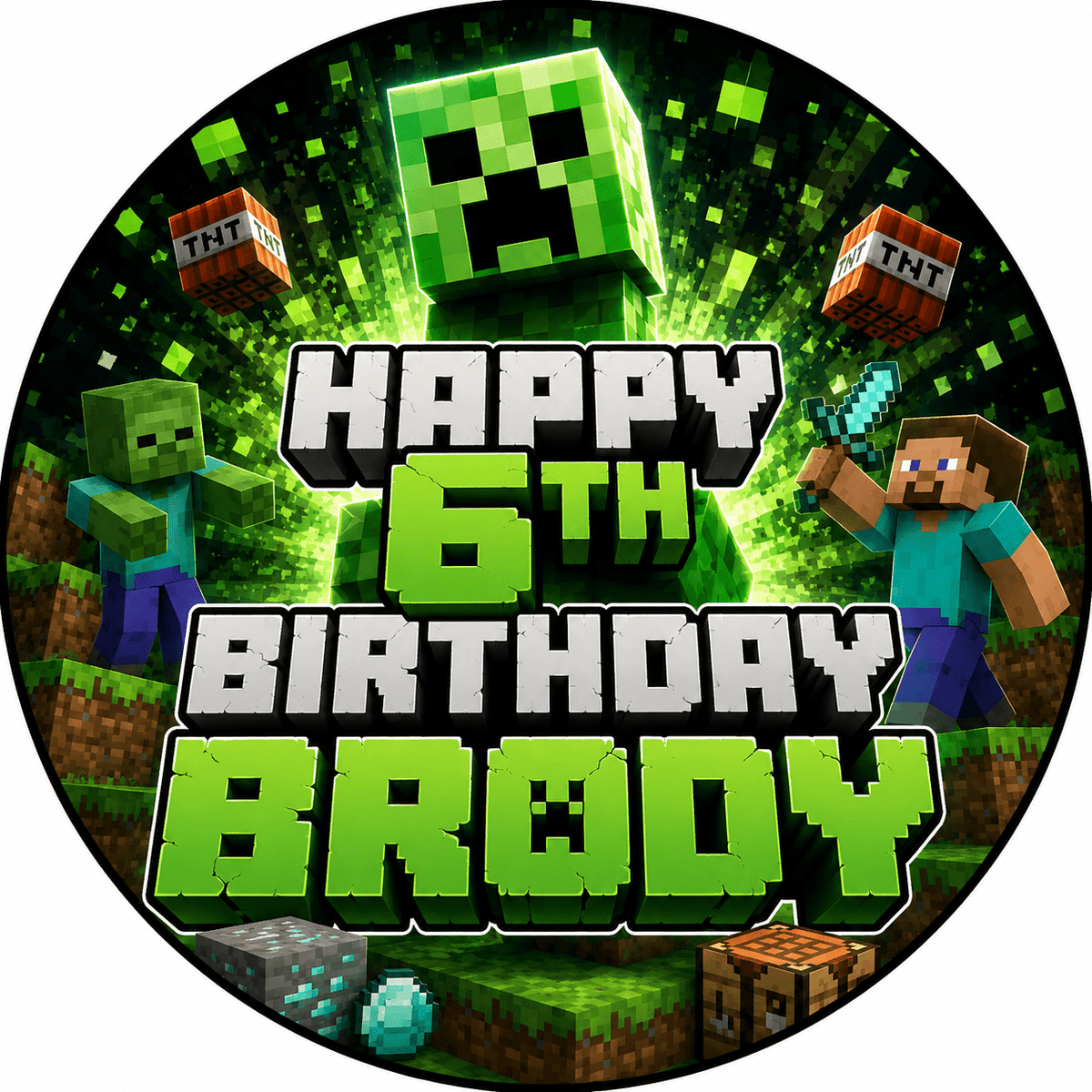 Minecraft Creeper Cake Topper – Edible Cake Topper - The Cake Print Studio