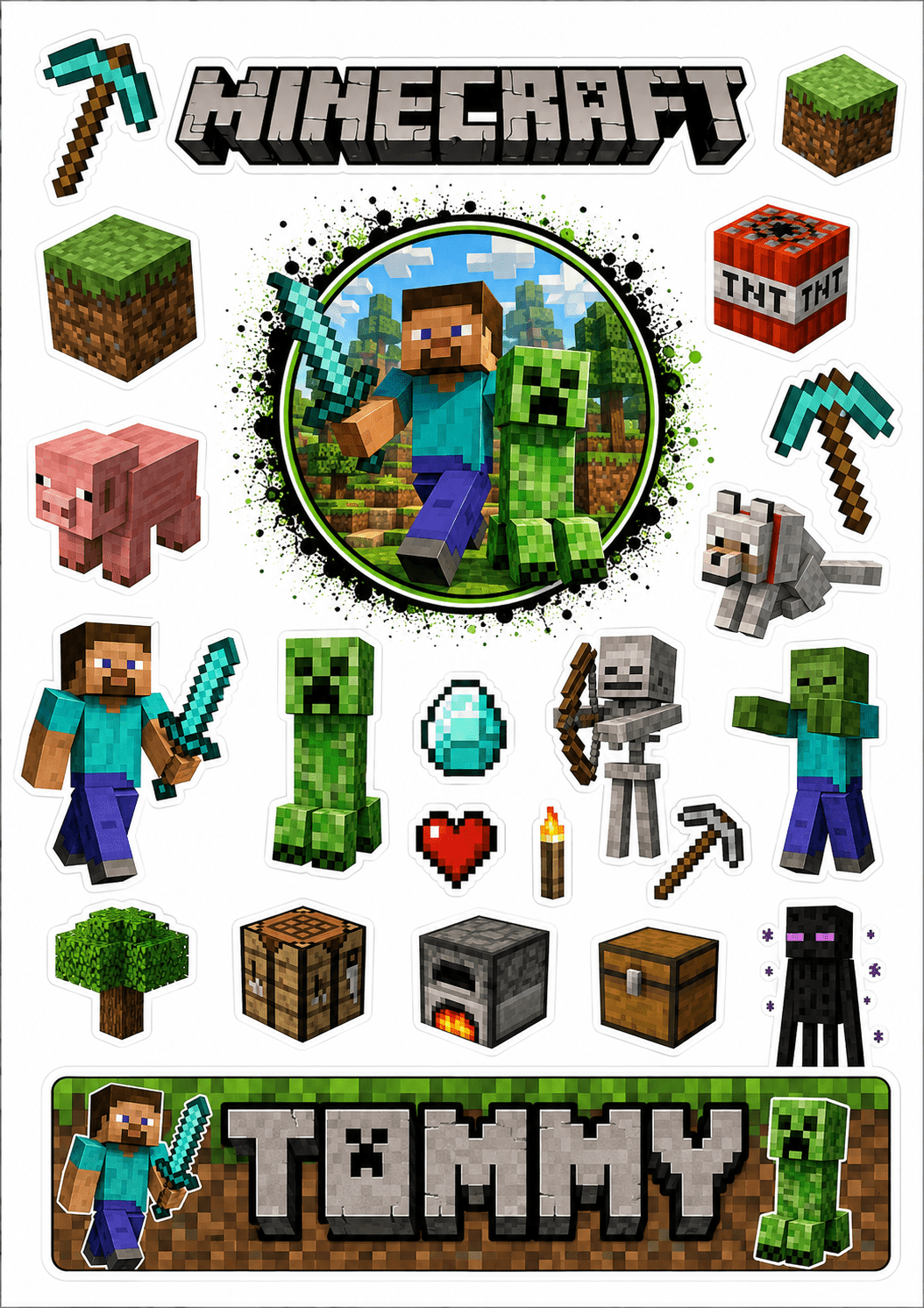 Minecraft Edible Cut-Out Toppers - The Cake Print Studio