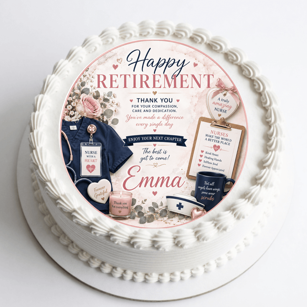 Nurse Retirement Cake Topper – Edible Cake Topper - The Cake Print Studio