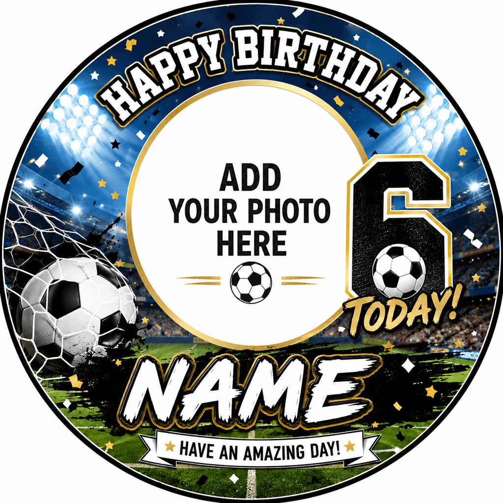 Personalised Football Photo Cake Topper – Edible Cake Topper - The Cake Print Studio
