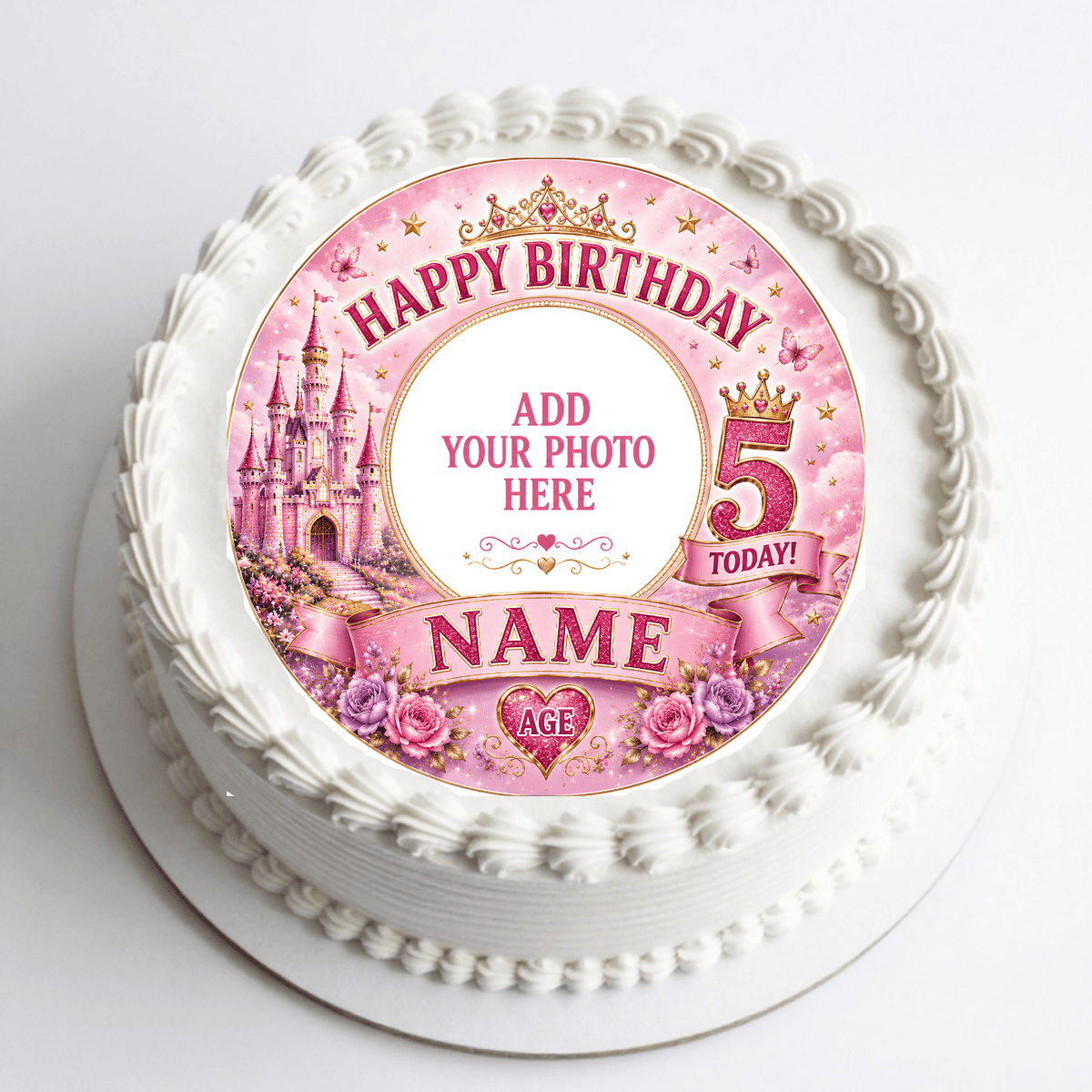 Personalised Princess Photo Cake Topper – Edible Cake Topper - The Cake Print Studio