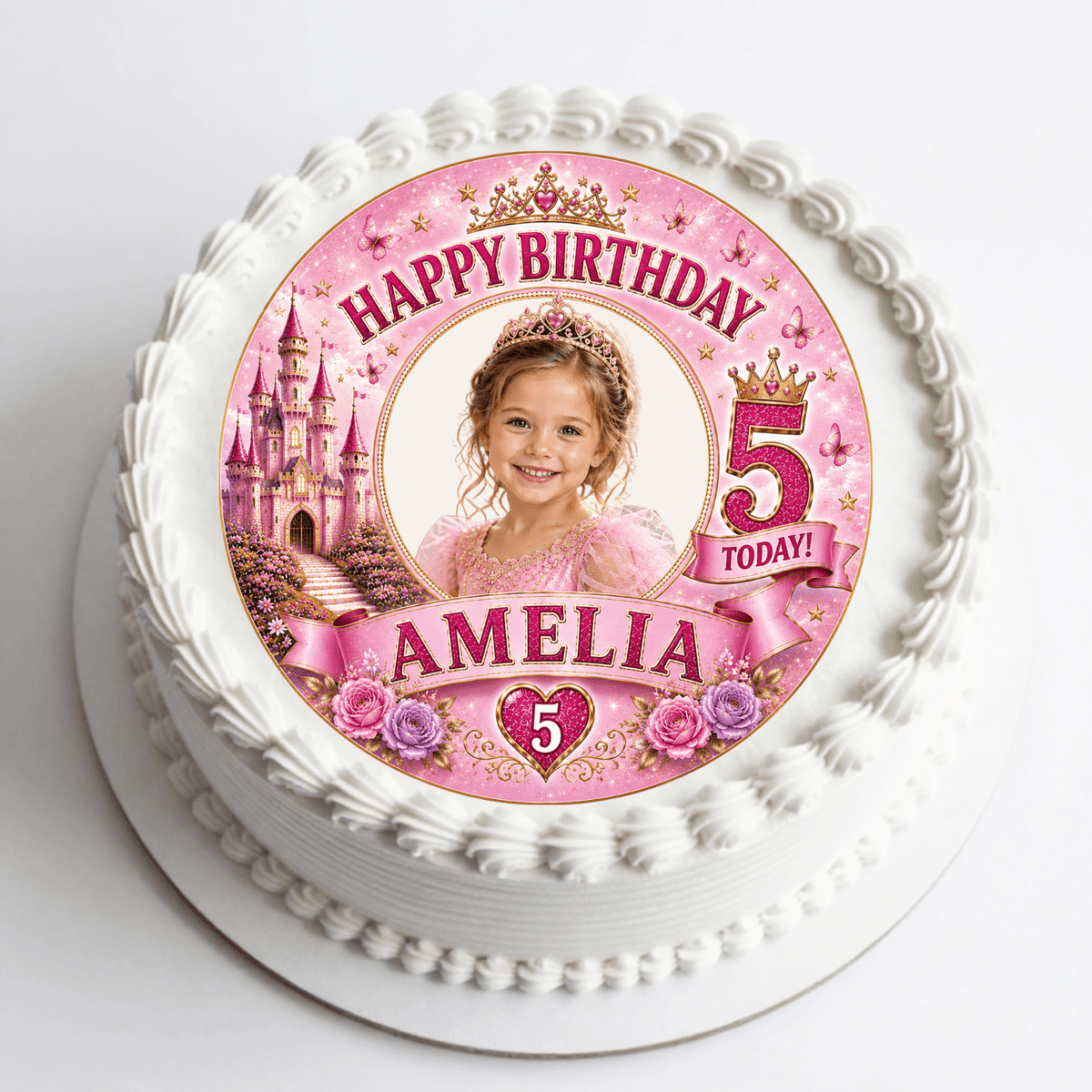 Personalised Princess Photo Cake Topper – Edible Cake Topper - The Cake Print Studio