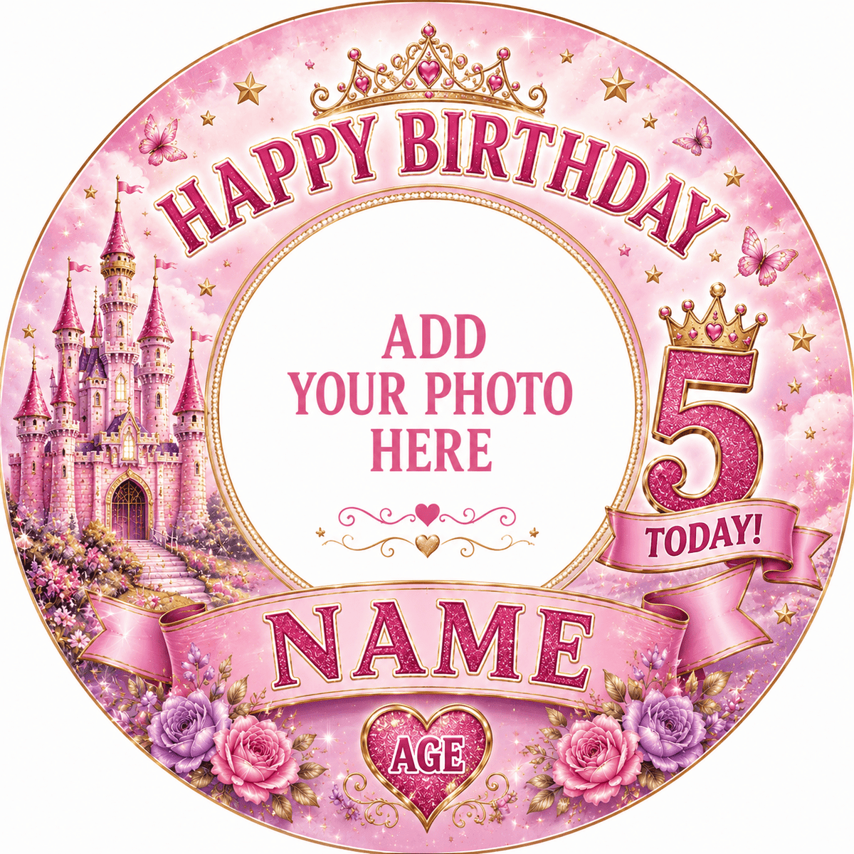 Personalised Princess Photo Cake Topper – Edible Cake Topper - The Cake Print Studio