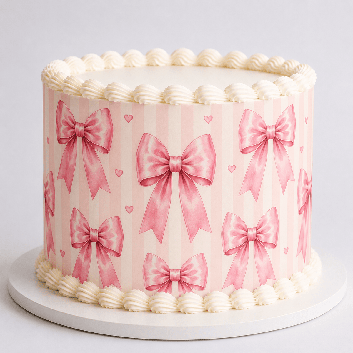 Pink Coquette Bow Edible Cake Wrap - The Cake Print Studio