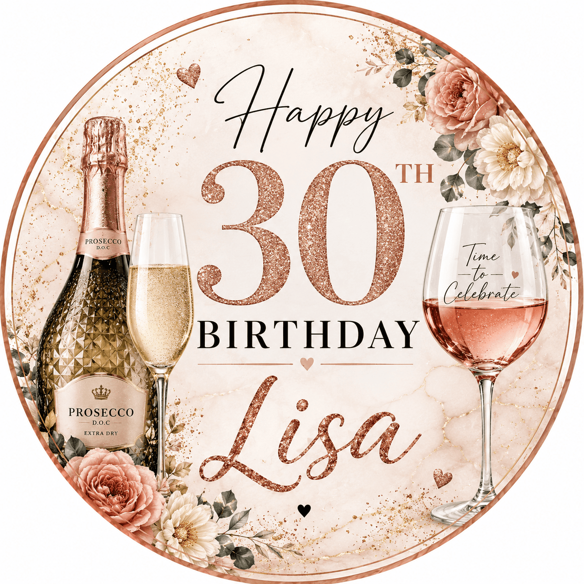 Prosecco Cake Topper – Edible Cake Topper - The Cake Print Studio