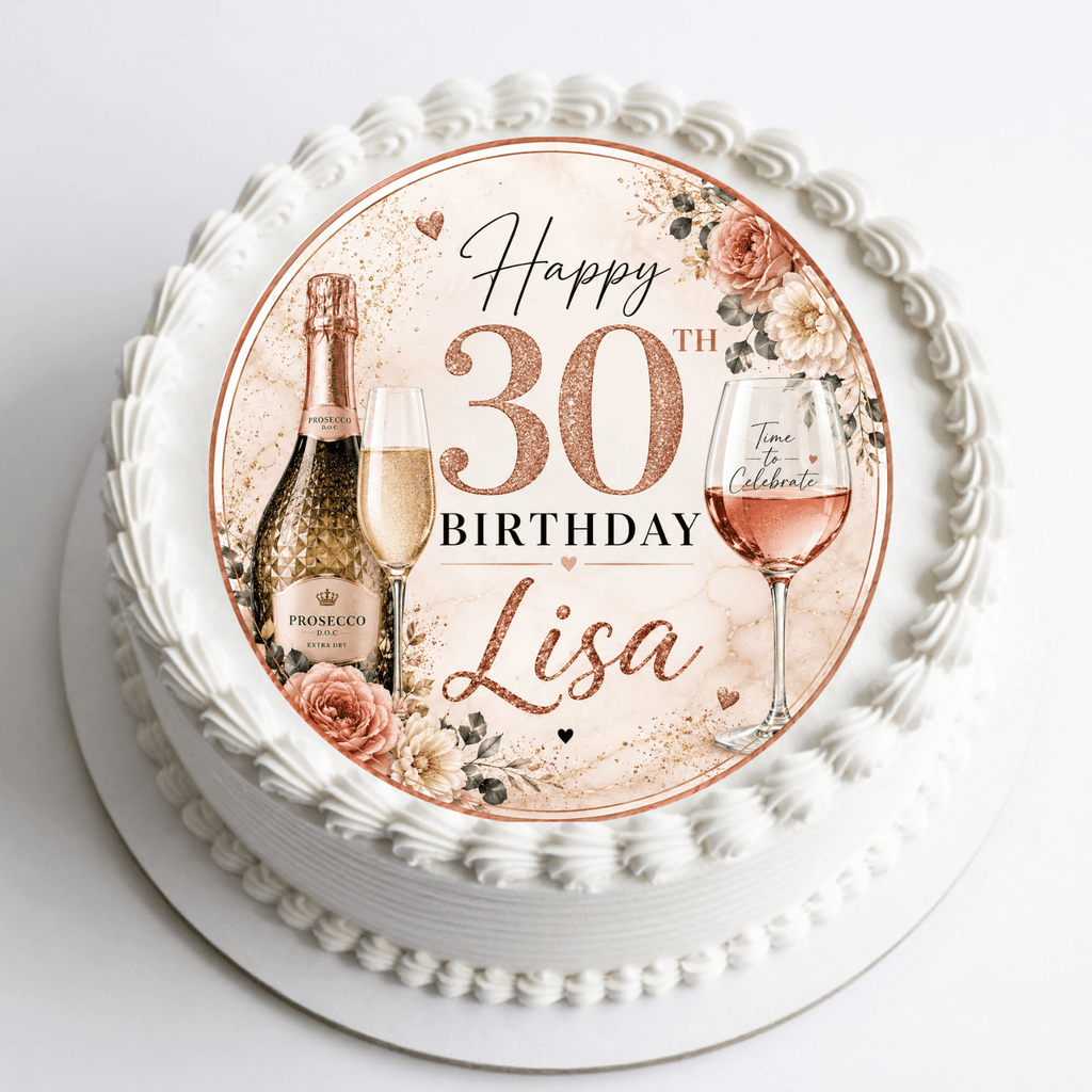 Prosecco Cake Topper – Edible Cake Topper - The Cake Print Studio