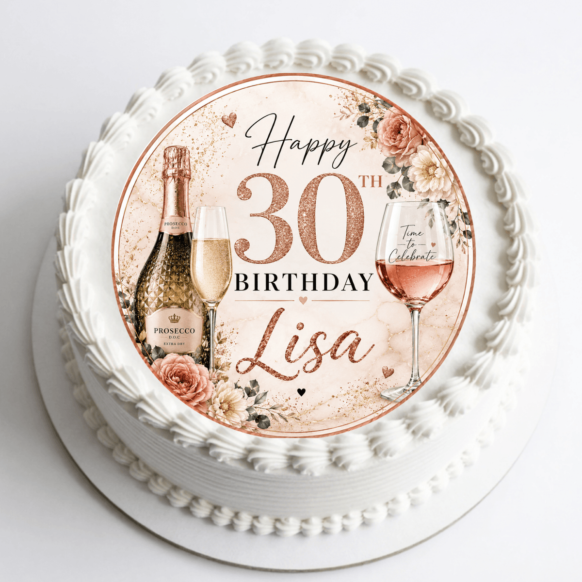 Prosecco Cake Topper – Edible Cake Topper - The Cake Print Studio
