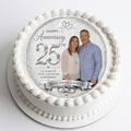 Silver Wedding Anniversary Cake Topper with Photo - 25th Wedding Anniversary - The Cake Print Studio