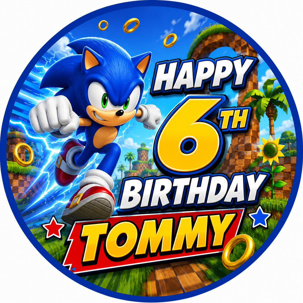 Sonic The Hedgehog Cake Topper – Edible Cake Topper - The Cake Print Studio