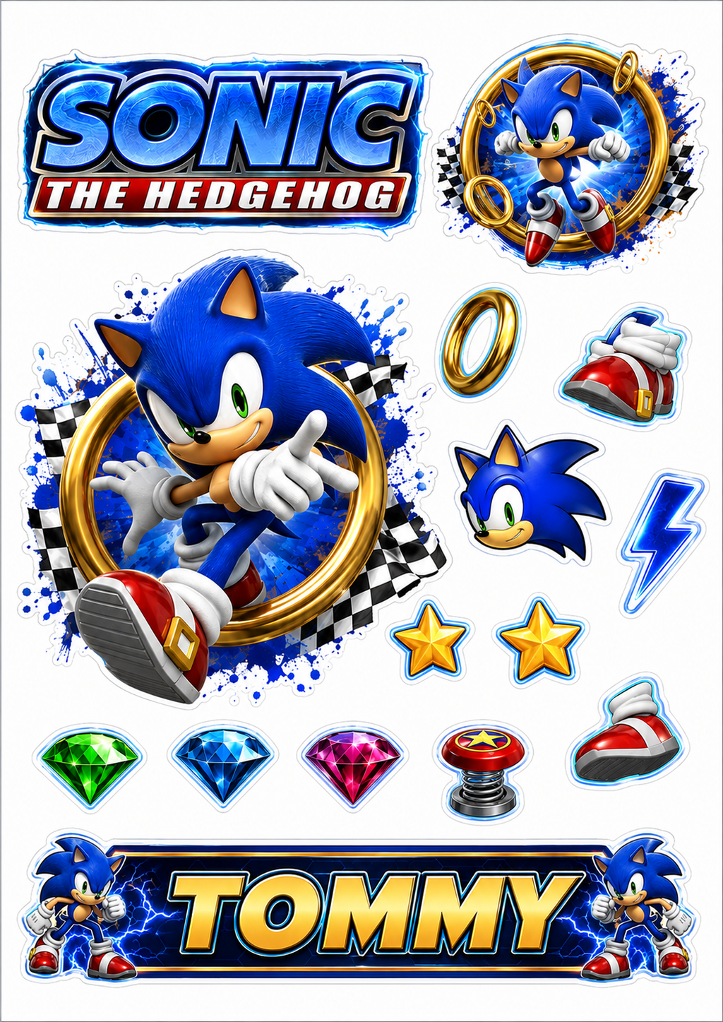 Sonic the Hedgehog Edible Cut-Out Toppers - The Cake Print Studio