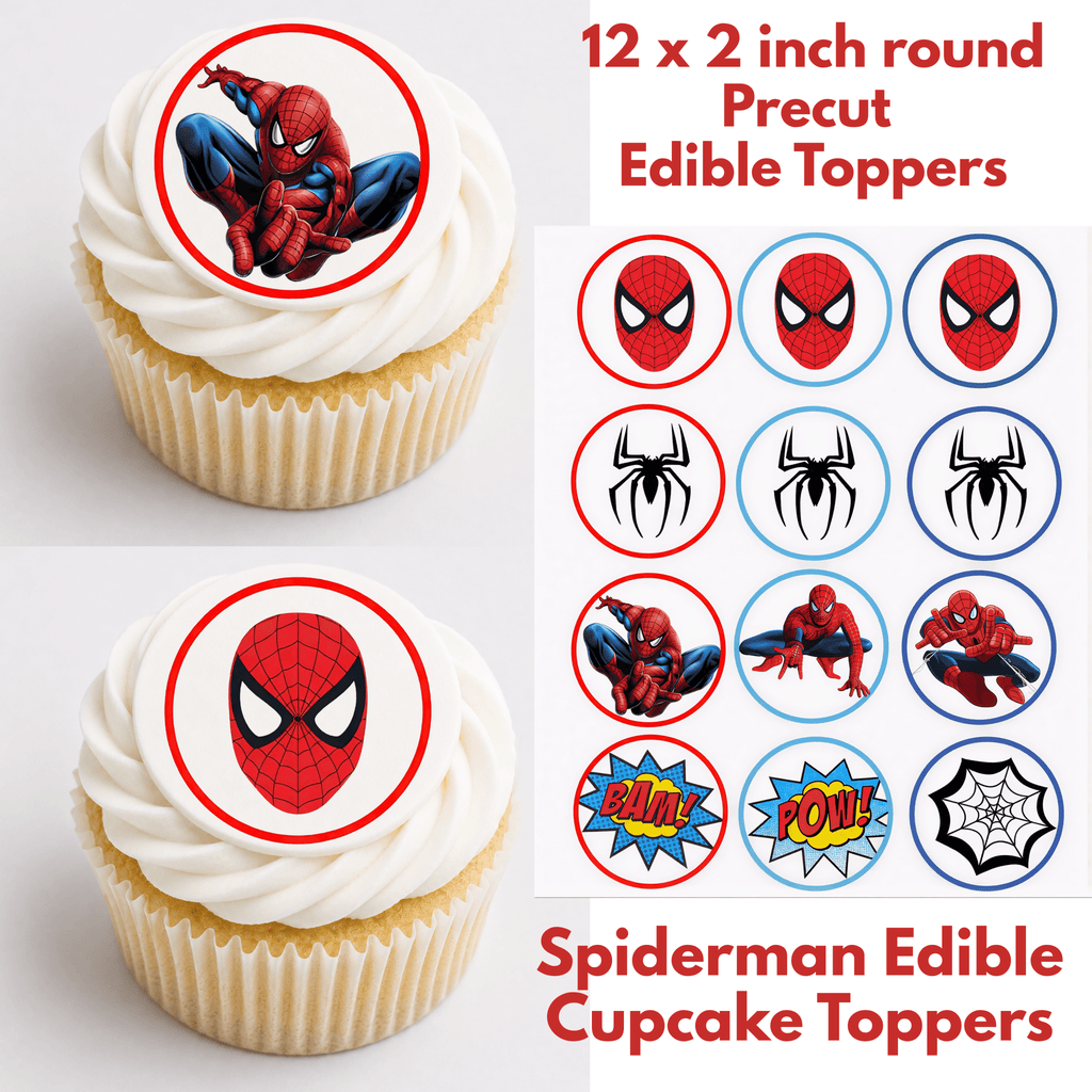Spiderman Cupcake Toppers - Edible Cupcake Toppers - The Cake Print Studio