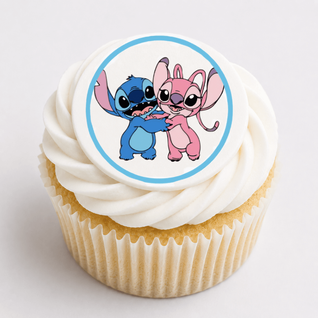 Stitch and Angel Cupcake Toppers - Edible Cupcake Toppers - The Cake Print Studio