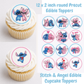 Stitch and Angel Cupcake Toppers - Edible Cupcake Toppers - The Cake Print Studio