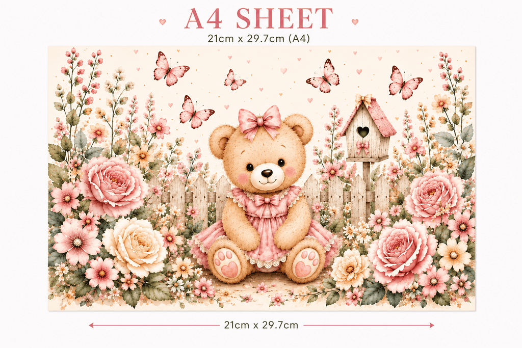 Teddy Bear Garden Edible Cake Wrap - The Cake Print Studio