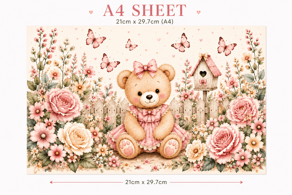 Teddy Bear Garden Edible Cake Wrap - The Cake Print Studio