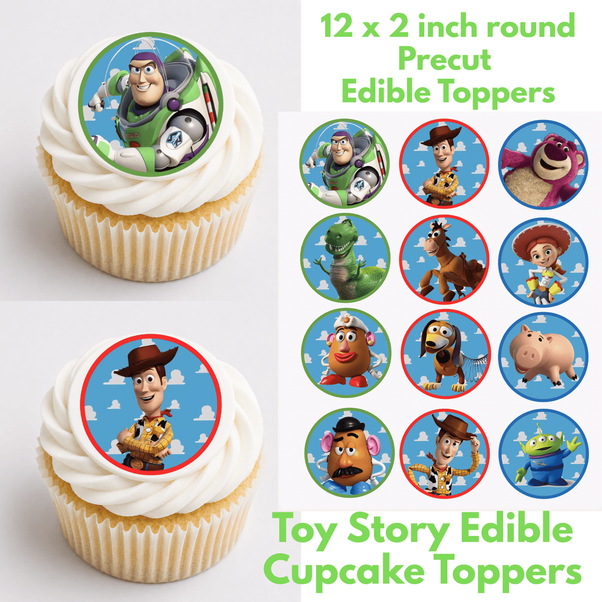 Toy Story Cupcake Toppers - Edible Cupcake Toppers - The Cake Print Studio