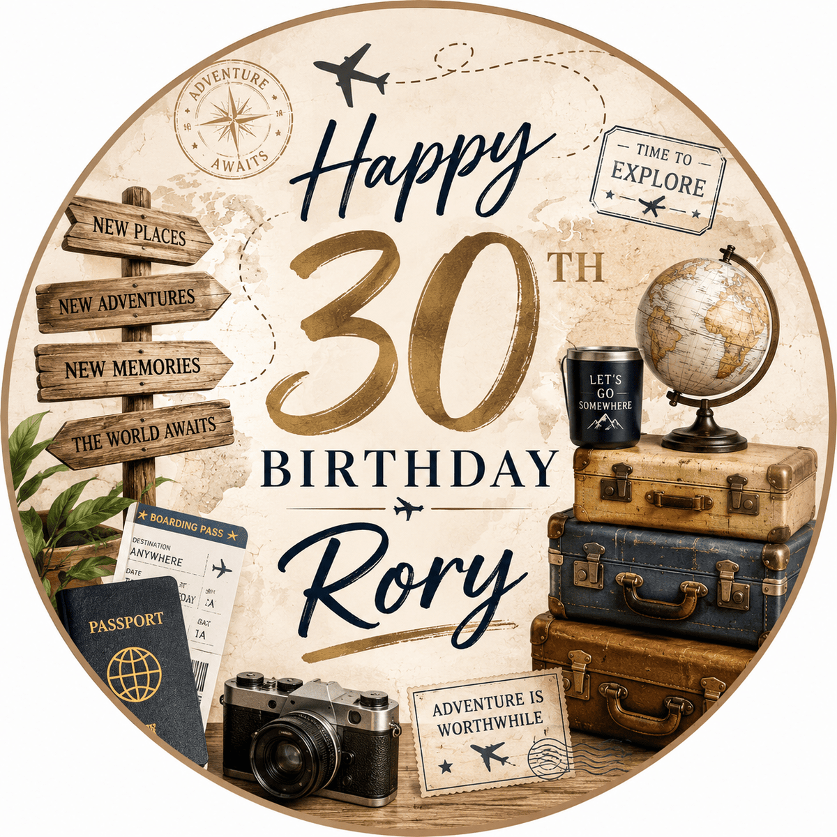 Travel Cake Topper – Edible Cake Topper - The Cake Print Studio