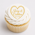 Wedding Cupcake Toppers – Gold Edible Cupcake Toppers - The Cake Print Studio