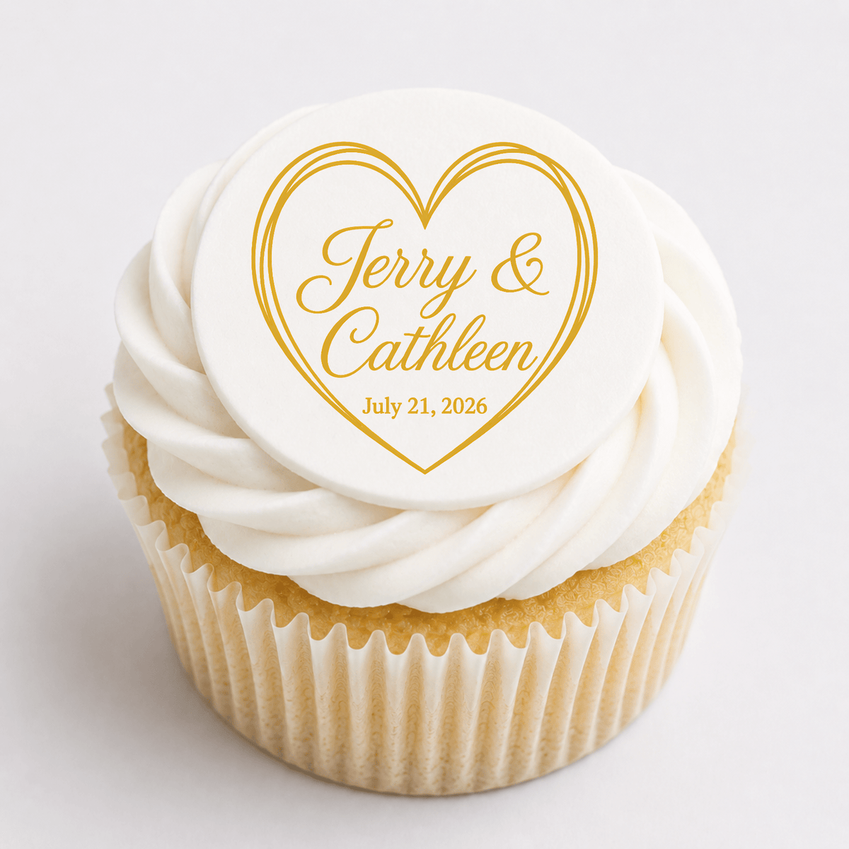 Wedding Cupcake Toppers – Gold Edible Cupcake Toppers - The Cake Print Studio