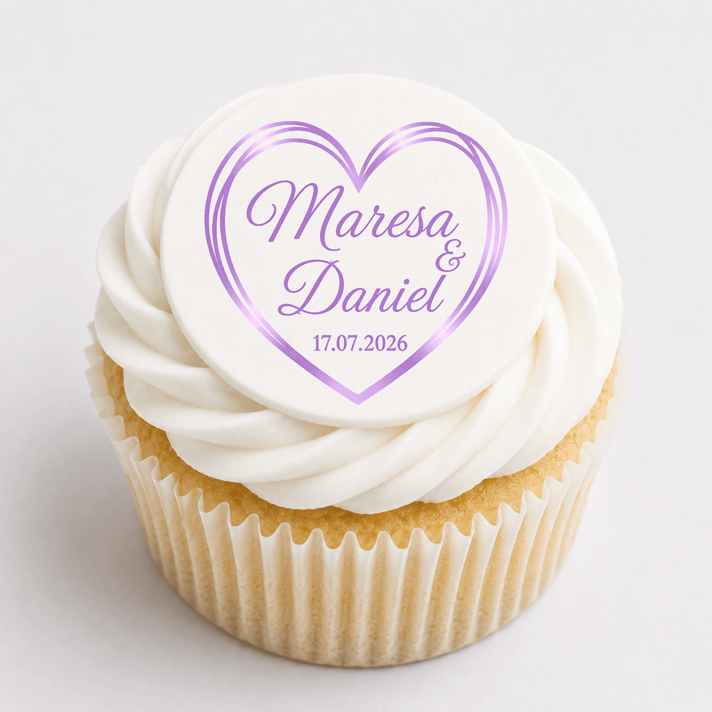 Wedding Cupcake Toppers – Lilac Edible Cupcake Toppers - The Cake Print Studio